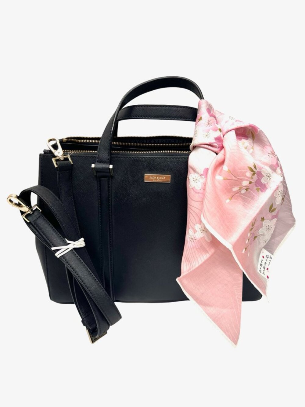 New Kate Spade Newbury Lane Joden Black Saffiano Leather XL Tote Bag+ Pink Scarf - Picture 9 of 16